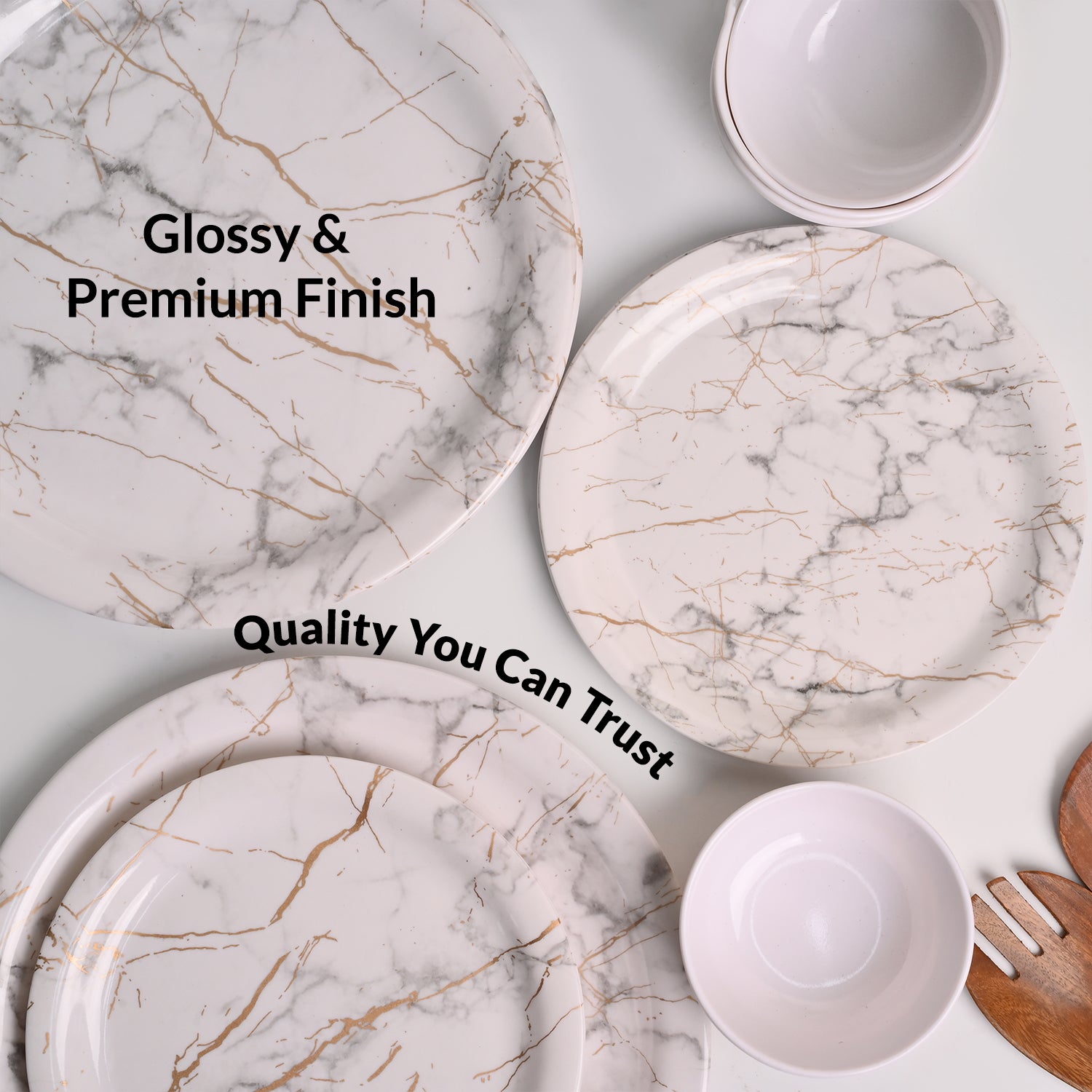 White Static Melamine Dinner Set – 12 Pcs