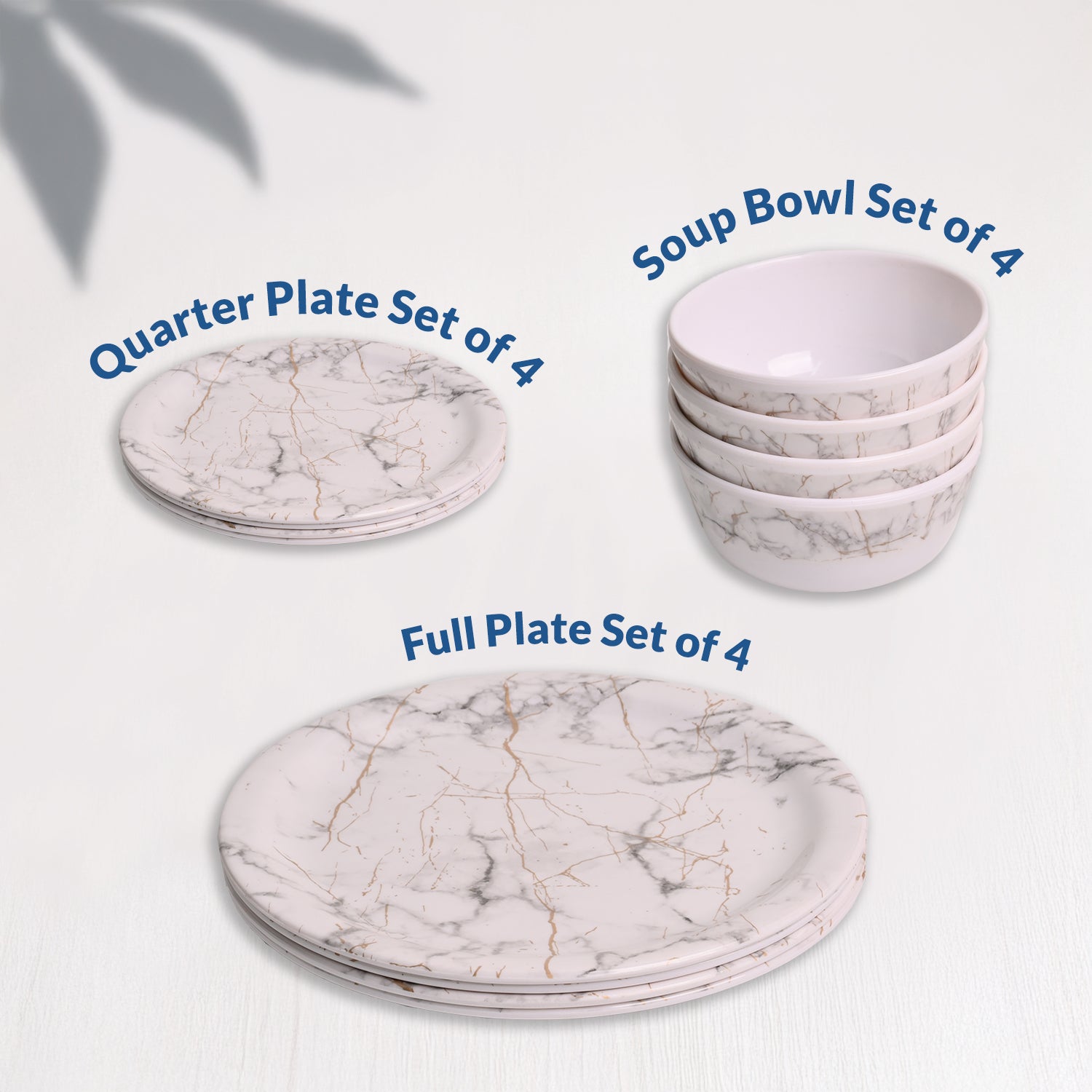 White Static Melamine Dinner Set – 12 Pcs