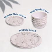 White Static Melamine Dinner Set – 12 Pcs