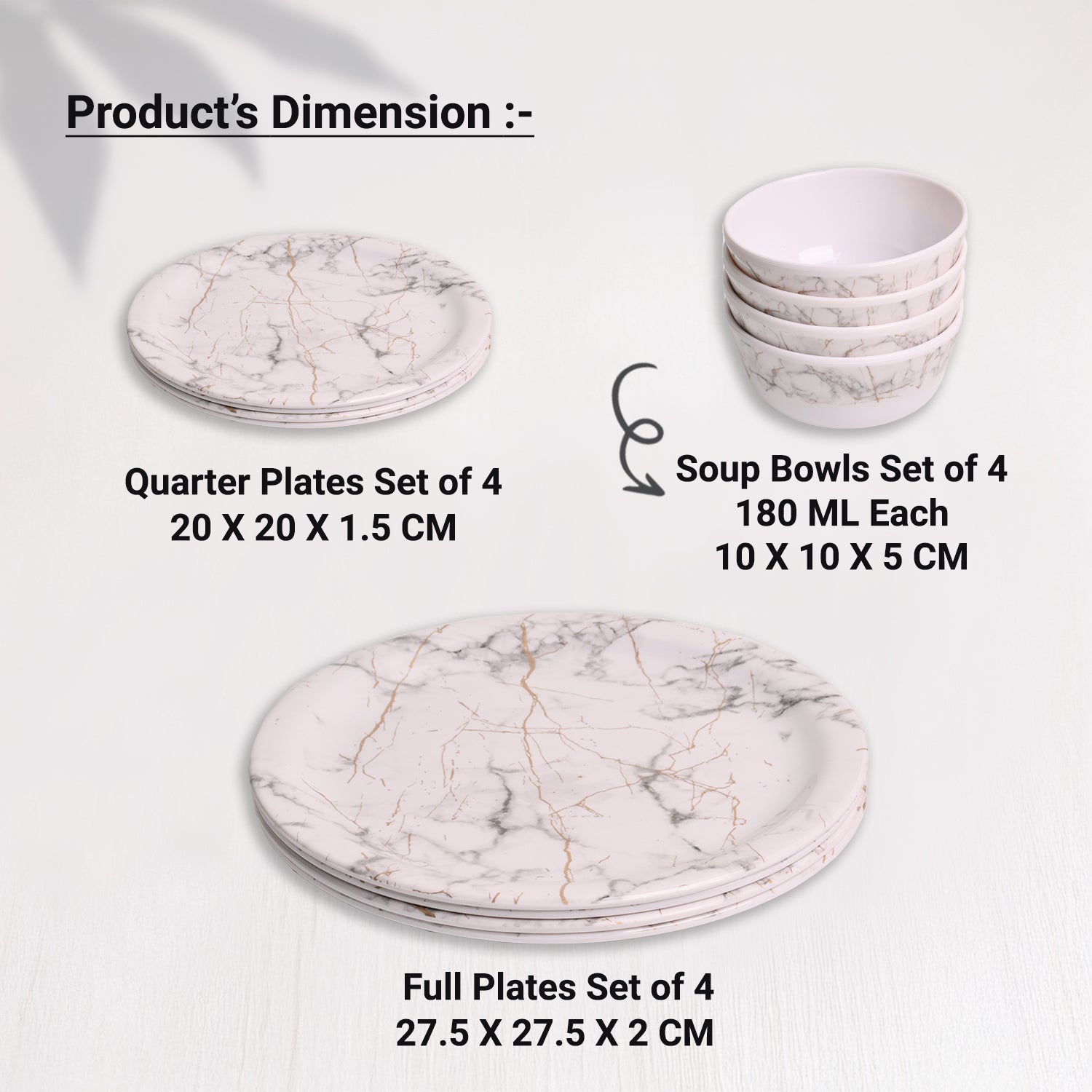 White Static Melamine Dinner Set – 12 Pcs