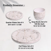 White Static Melamine Dinner Set – 12 Pcs