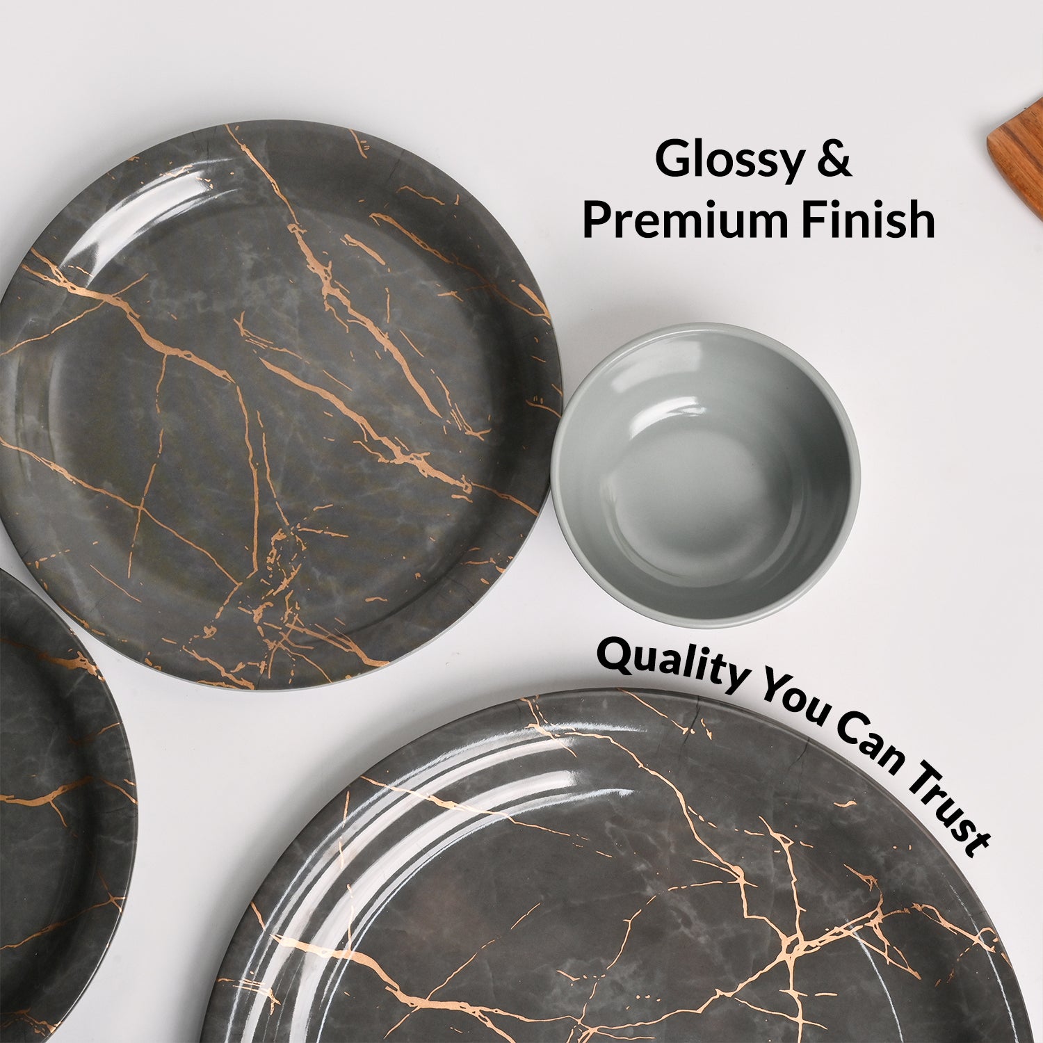 Grey Static Melamine Dinner Set – 12 Pcs