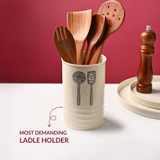 Cutlery & Ladle Holder Set – Plain White | Galvanised Iron, Glossy Finish
