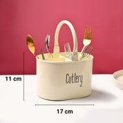 Cutlery & Ladle Holder Set – Plain White | Galvanised Iron, Glossy Finish