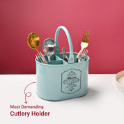 Cutlery & Ladle Holder Set – Green | Plain Design, Glossy Finish