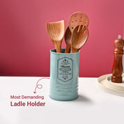 Cutlery & Ladle Holder Set – Green | Plain Design, Glossy Finish