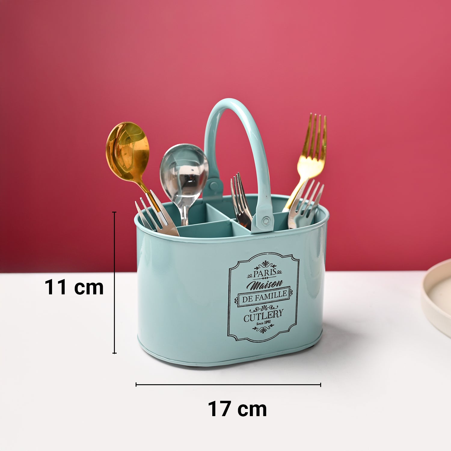 Cutlery & Ladle Holder Set – Green | Plain Design, Glossy Finish