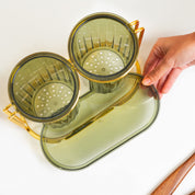 MARKET99 Iron & Plastic Tabletop Green Cutlery Holder (Set of 2)