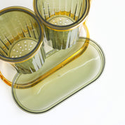 MARKET99 Iron & Plastic Tabletop Green Cutlery Holder (Set of 2)