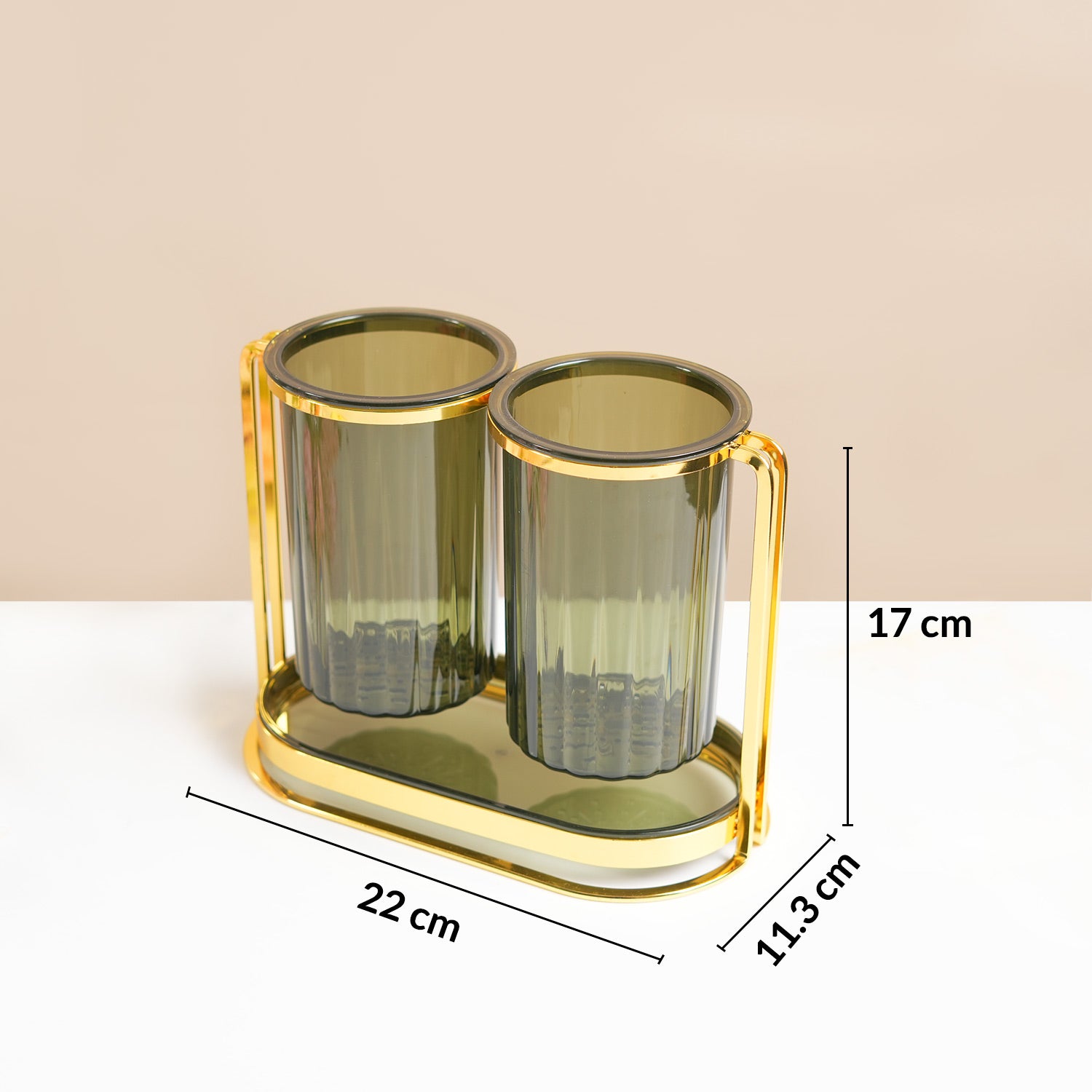 MARKET99 Iron & Plastic Tabletop Green Cutlery Holder (Set of 2)