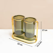MARKET99 Iron & Plastic Tabletop Green Cutlery Holder (Set of 2)