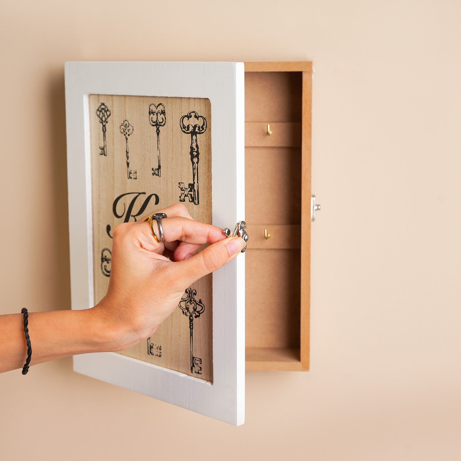 MARKET99 Brown MDF Key Bo x  with Key Print Design