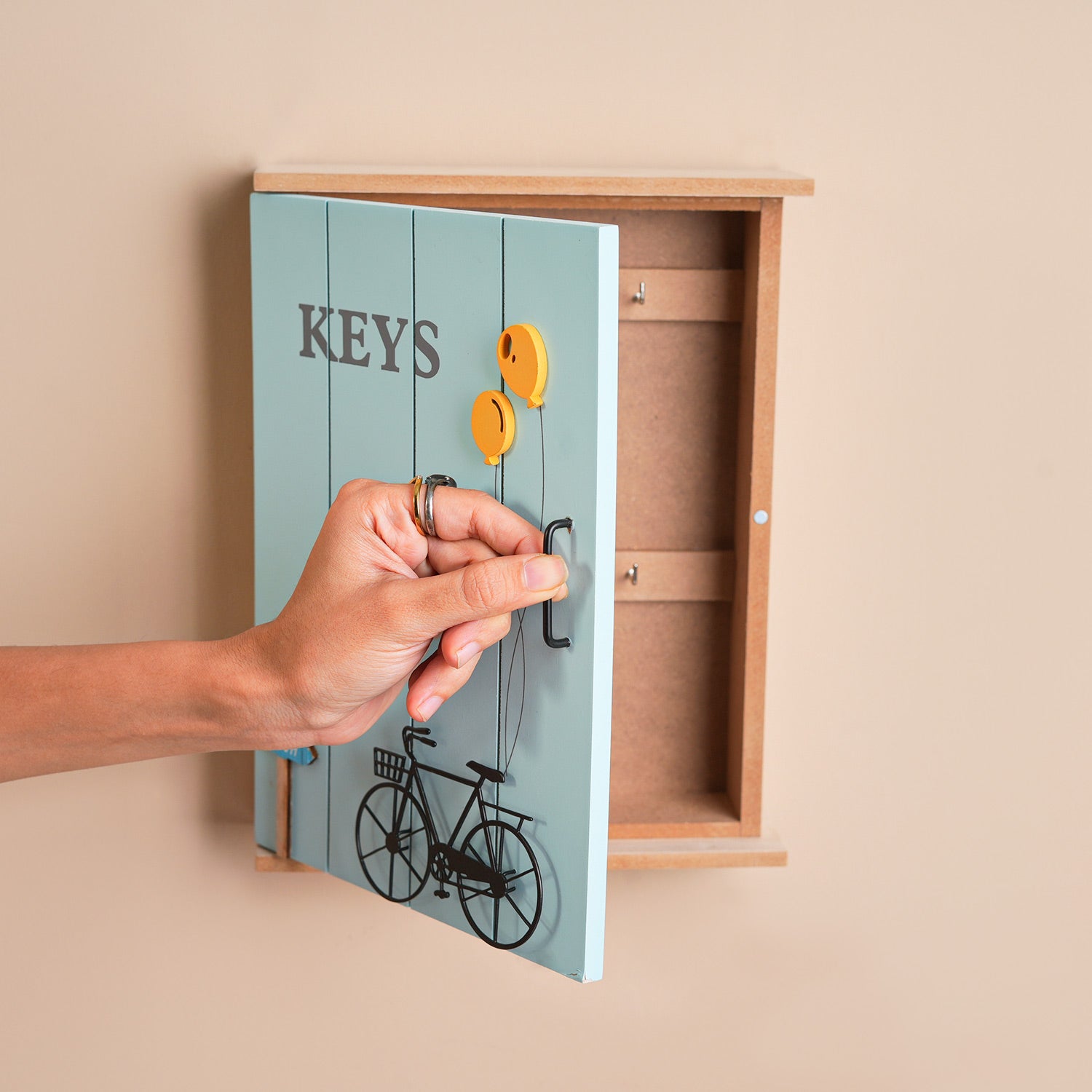 MARKET99 Blue MDF Key Bo x  with Cycle Print