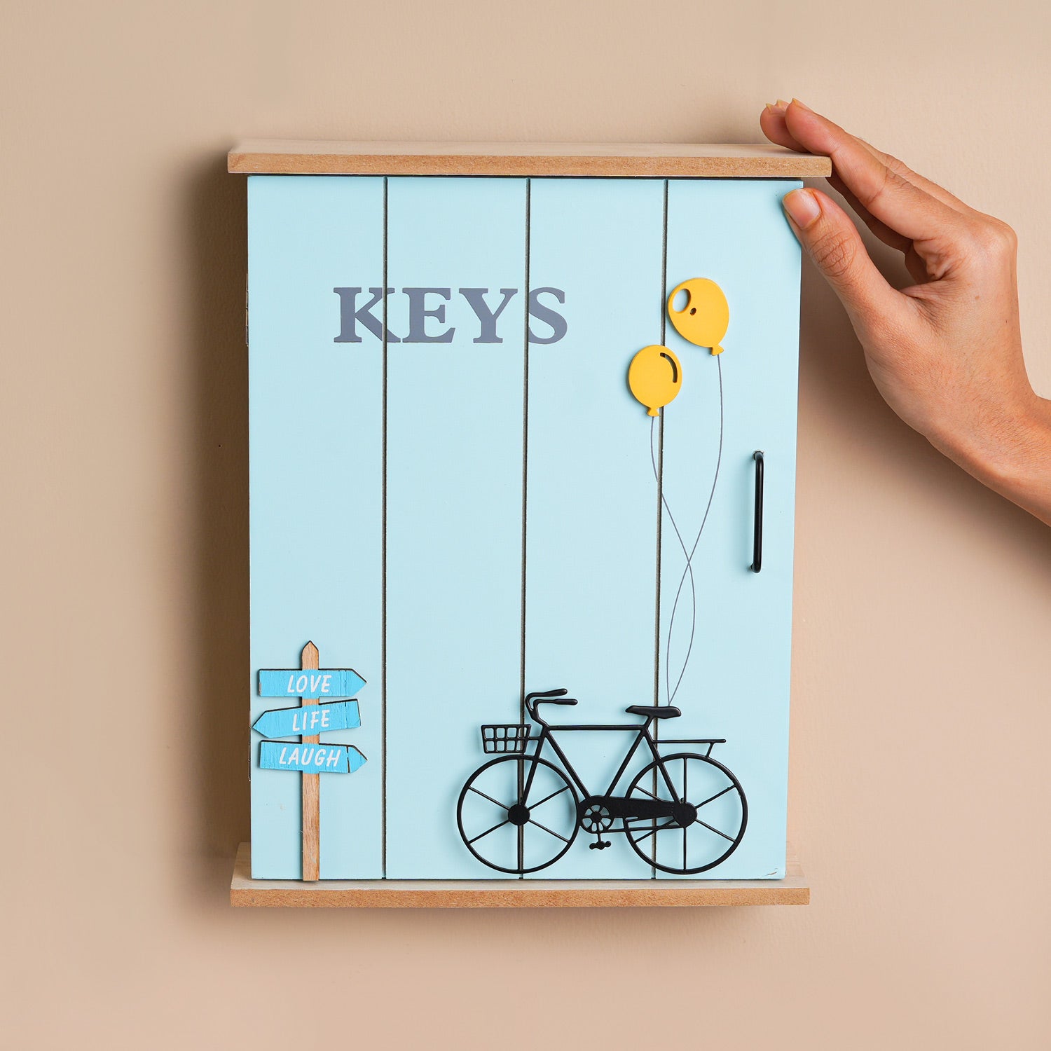 MARKET99 Blue MDF Key Bo x  with Cycle Print