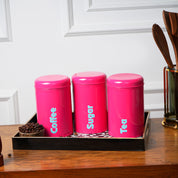 MARKET99 Red Iron Coffee, Tea & Sugar Jar - (1000mL Each, Set of 3)