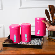 MARKET99 Red Iron Coffee, Tea & Sugar Jar - (1000mL Each, Set of 3)