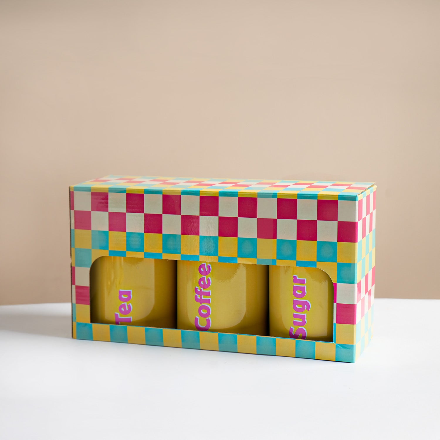 MARKET99 Yellow Iron Coffee, Tea & Sugar Jars - (1000 ml Each, Set of 3)