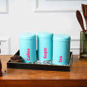 MARKET99 Turquoise Iron Coffee, Tea & Sugar Jars - (1000 ml Each, Set Of 3)