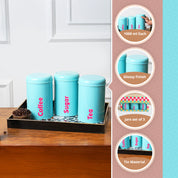 MARKET99 Turquoise Iron Coffee, Tea & Sugar Jars - (1000 ml Each, Set Of 3)