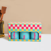MARKET99 Turquoise Iron Coffee, Tea & Sugar Jars - (1000 ml Each, Set Of 3)