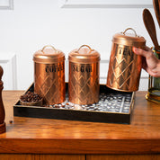 MARKET99 Golden Iron Coffee, Tea & Sugar Jars (Set of 3) - 1000mL Each