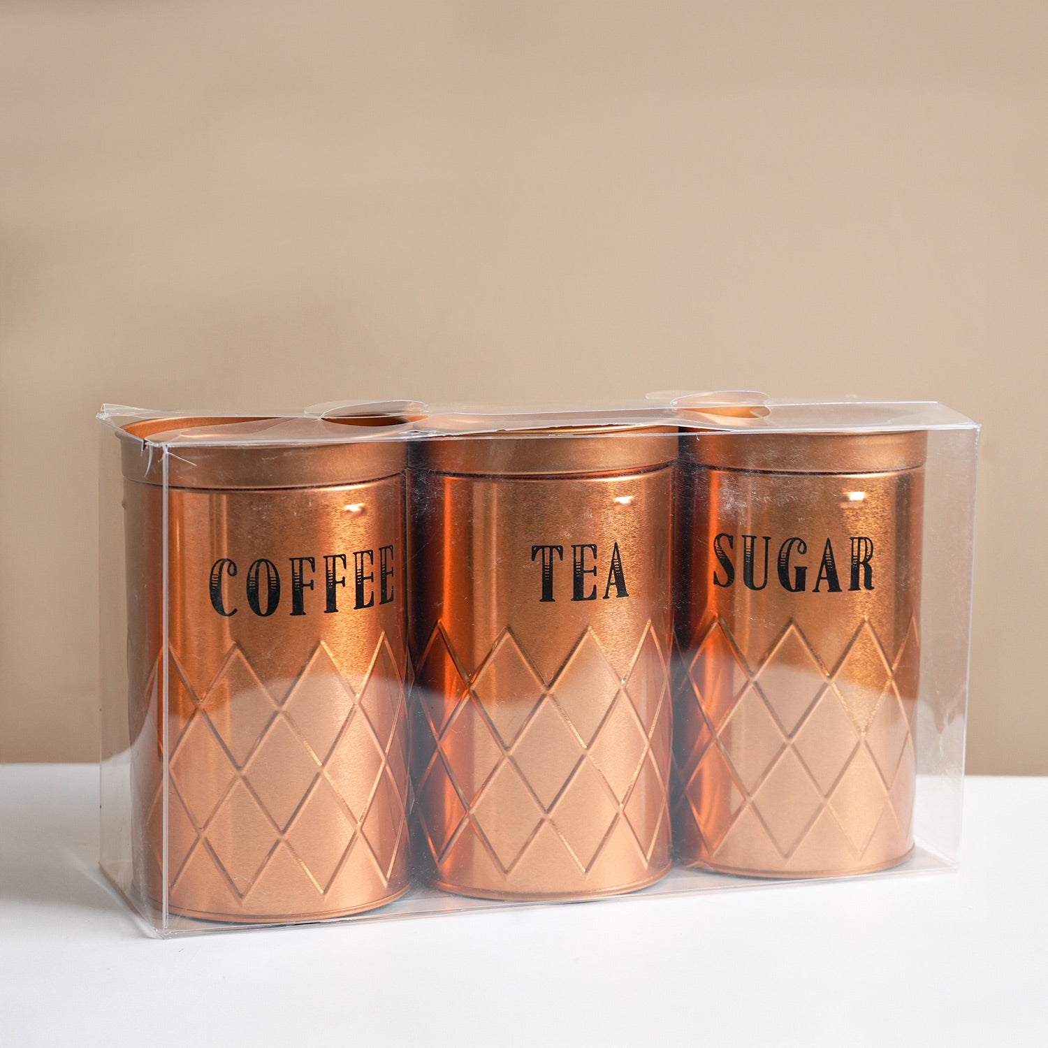 MARKET99 Golden Iron Coffee, Tea & Sugar Jars (Set of 3) - 1000mL Each