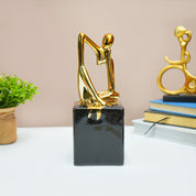 MARKET99 Ceramic Abstract Posture Figurine Decor Object in Black & Golden
