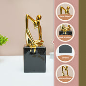 MARKET99 Ceramic Abstract Posture Figurine Decor Object in Black & Golden