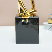 MARKET99 Ceramic Abstract Posture Figurine Decor Object in Black & Golden