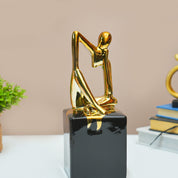 MARKET99 Ceramic Abstract Posture Figurine Decor Object in Black & Golden