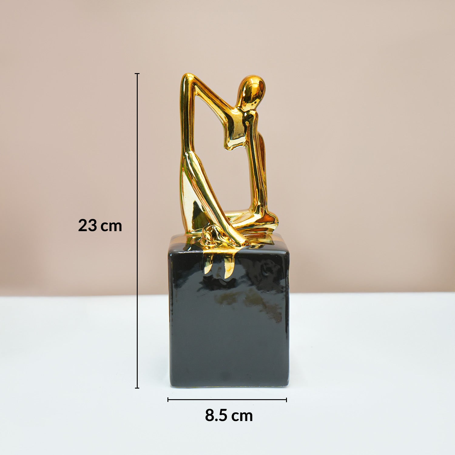 MARKET99 Ceramic Abstract Posture Figurine Decor Object in Black & Golden