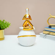 MARKET99 Ceramic Decor Object Abstract Posture Figurine in White & Golden