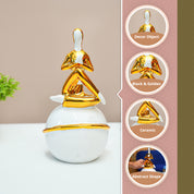MARKET99 Ceramic Decor Object Abstract Posture Figurine in White & Golden
