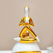 MARKET99 Ceramic Decor Object Abstract Posture Figurine in White & Golden