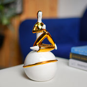 MARKET99 Ceramic Decor Object Abstract Posture Figurine in White & Golden