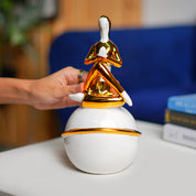 MARKET99 Ceramic Decor Object Abstract Posture Figurine in White & Golden