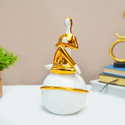 MARKET99 Ceramic Decor Object Abstract Posture Figurine in White & Golden
