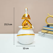 MARKET99 Ceramic Decor Object Abstract Posture Figurine in White & Golden