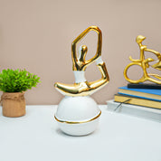 MARKET99 Ceramic Abstract Posture Figurines Decor Object in White & Golden