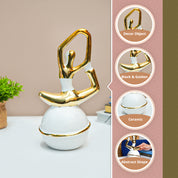 MARKET99 Ceramic Abstract Posture Figurines Decor Object in White & Golden