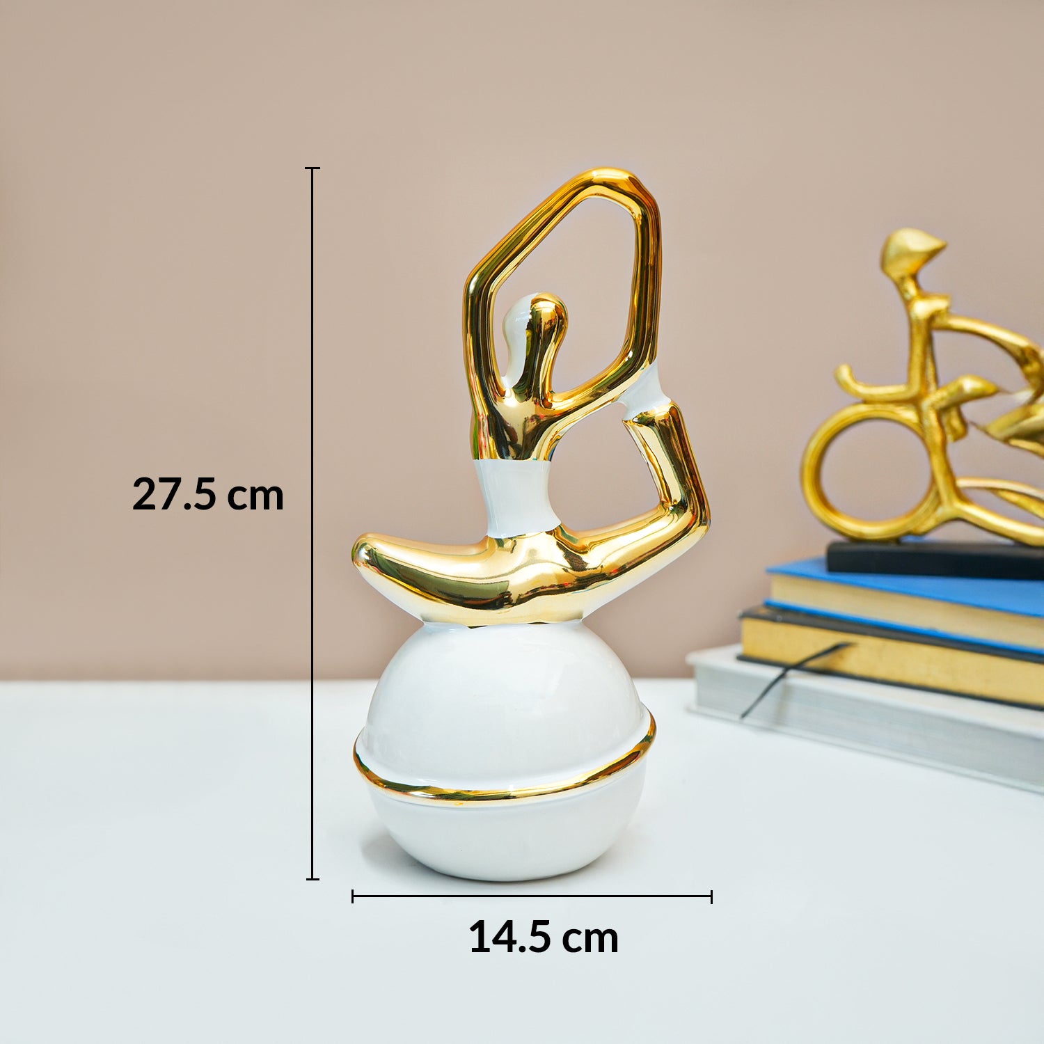 MARKET99 Ceramic Abstract Posture Figurines Decor Object in White & Golden