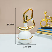 MARKET99 Ceramic Abstract Posture Figurines Decor Object in White & Golden