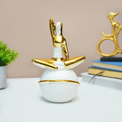 MARKET99 Ceramic Abstract Figurine Decor Object in White & Golden