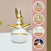 MARKET99 Ceramic Abstract Figurine Decor Object in White & Golden