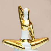 MARKET99 Ceramic Abstract Figurine Decor Object in White & Golden