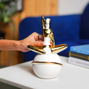 MARKET99 Ceramic Abstract Figurine Decor Object in White & Golden