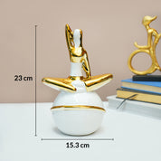 MARKET99 Ceramic Abstract Figurine Decor Object in White & Golden