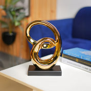 MARKET99 Ceramic Looping Shape Sculpture Decor Object in Black & Golden