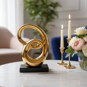 MARKET99 Ceramic Looping Shape Sculpture Decor Object in Black & Golden