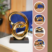 MARKET99 Ceramic Looping Shape Sculpture Decor Object in Black & Golden